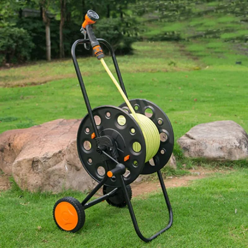 New Upgrade Guide Rail PP Hose Reel With Portable Handle Garden Easy to Retractable Car Pet Washing Water Hose Reel Sets