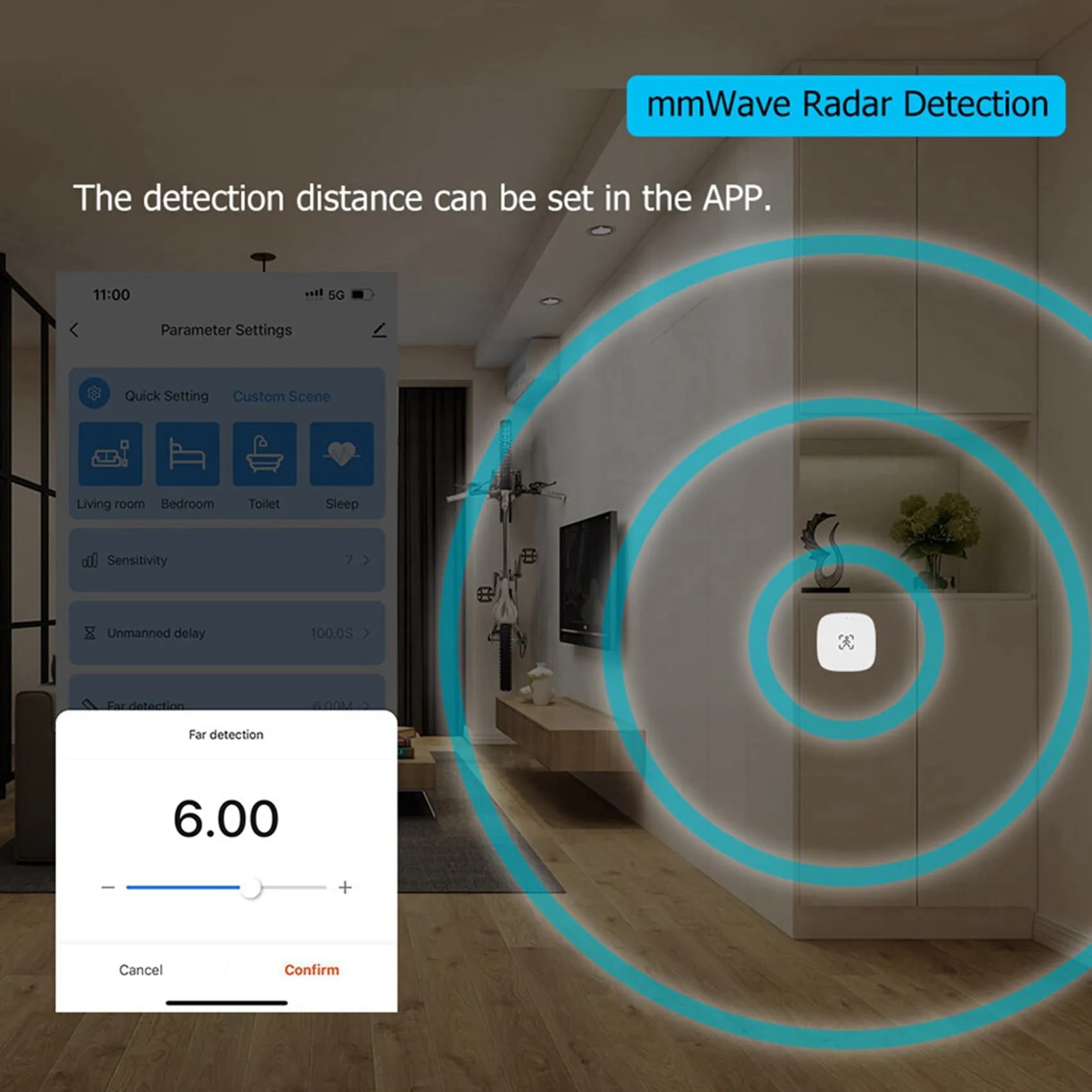 BMBY-3X Tuya Wifi Mmwave Human Presence Sensor With Luminance Microwave Radar Detection PIR Motion Sensor Wall Mount