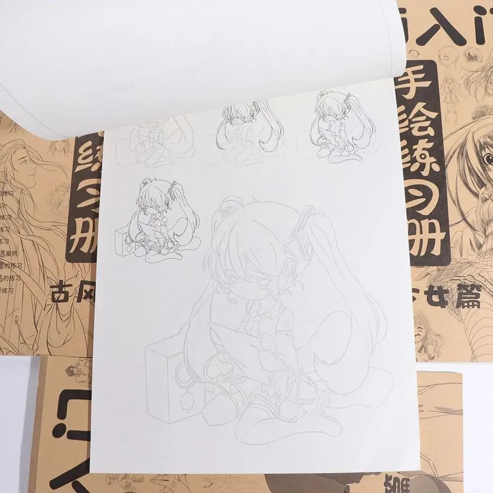 Anime Characters Hand Painted Tutorial Book Comics Girl Boy Practicing Art Copy Practice Book Studying Sketching
