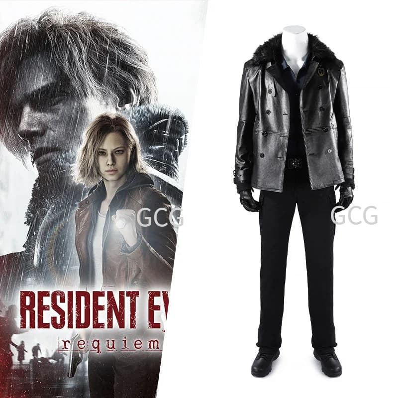 Playwear Leon·S·Kennydedy RE 9 Requiem cosplay Men's Clothing Leather Jacket Accessories Party T-shirt Outfit Same style as Leon