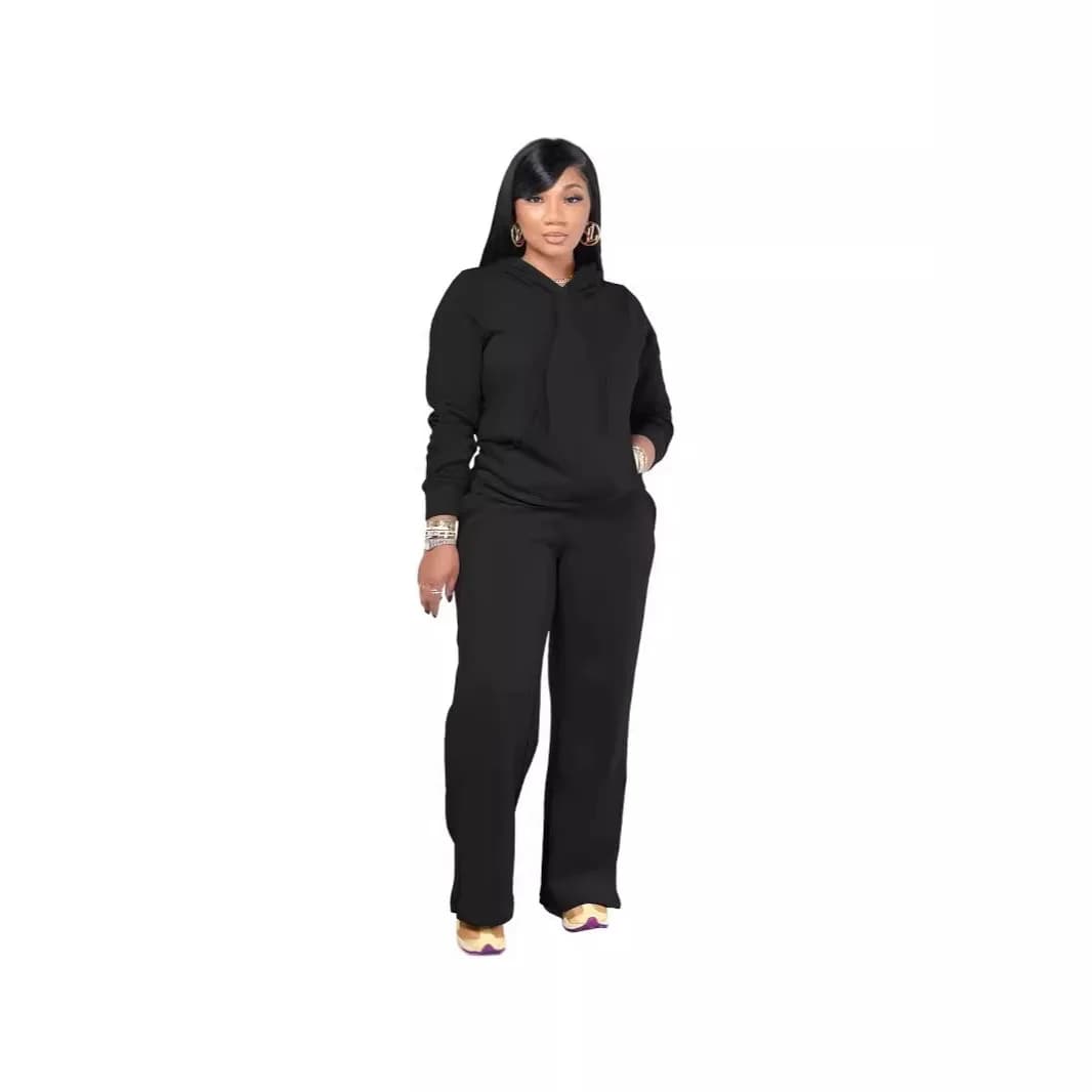 Set Felpa Casual da Donna, Manica Lunga, Stile Streetwear, Tessuto in Poliestere, Tinta Unita, Completo Tre Pezzi, Abbigliamento per il Tempo Libero Autunnale