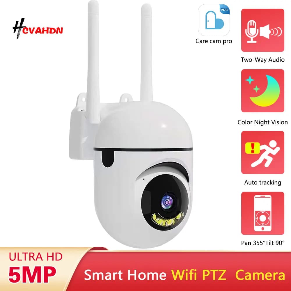 Telecamera PTZ Wireless Mini da 5MP per Interni con Visione Notturna a Colori e Tracciamento Automatico per Sicurezza Domestica e Monitoraggio Bambini