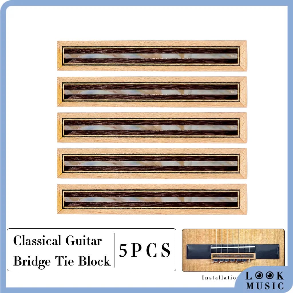 LOOK wood classic Bridge Block Tie Abalone Shell Inlay Inlaied String-Tie per accessori per chitarra Flamenco classica 5 pz/set