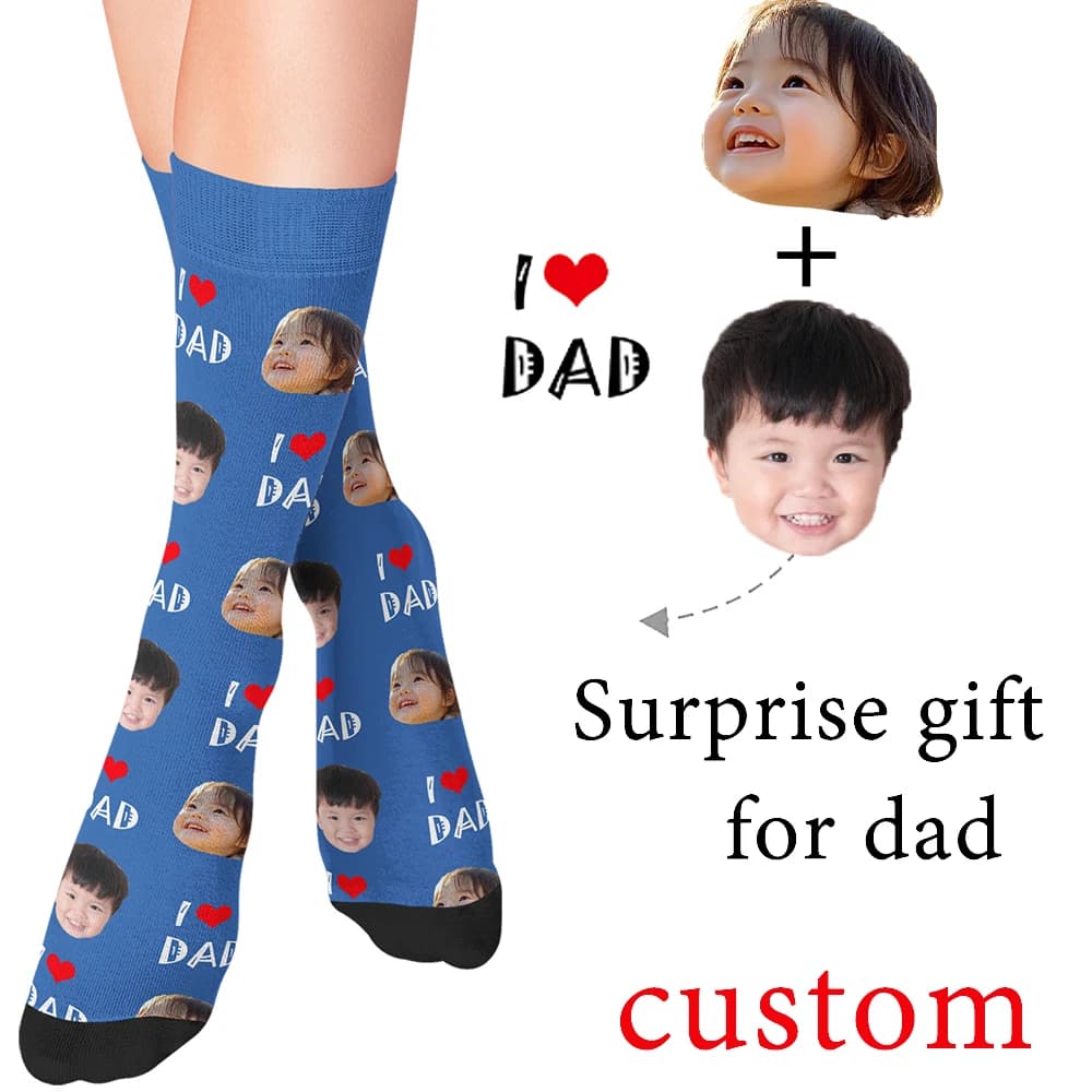 Personalized socks with father's face, original gift and fun for dad's party, the best gift for father.