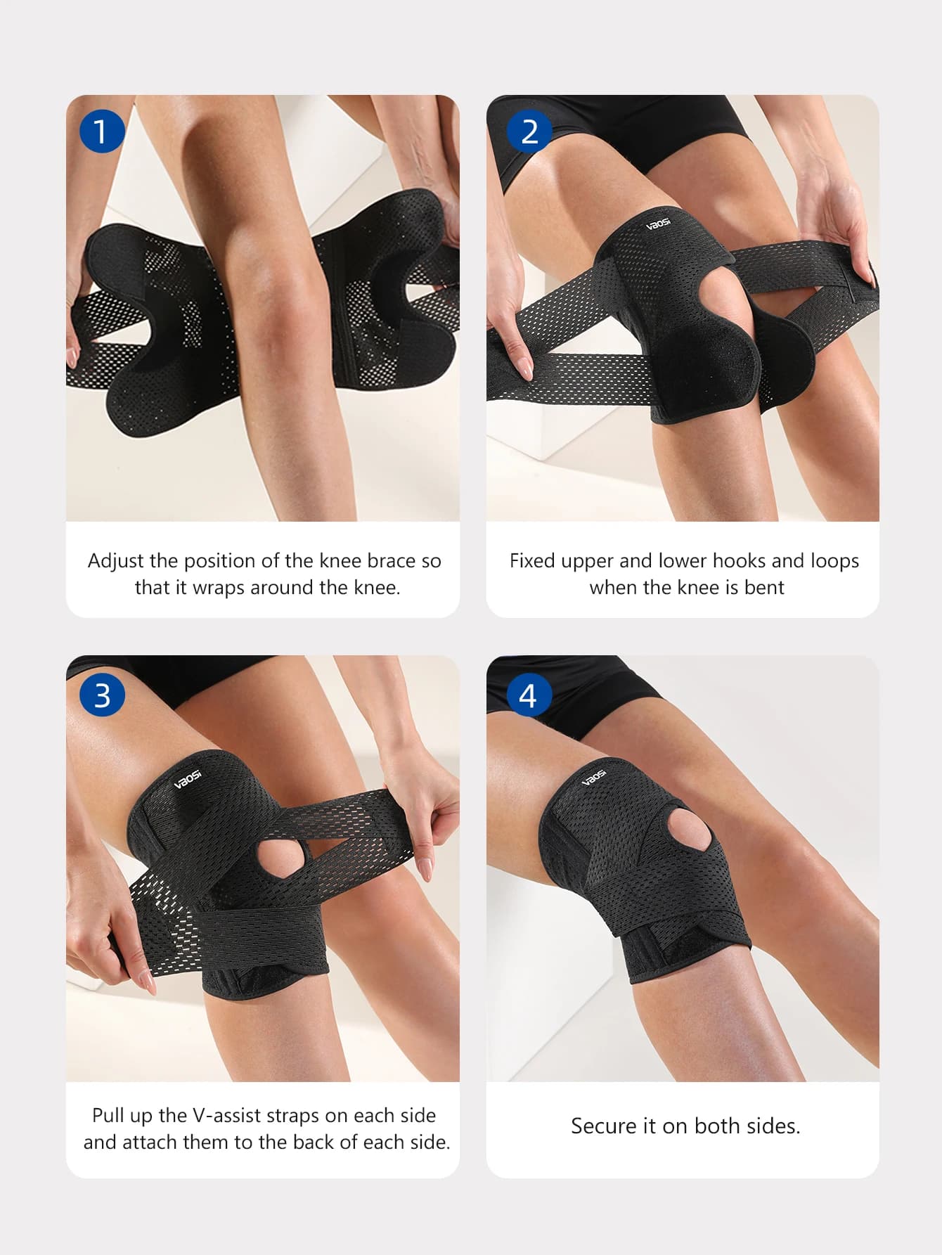 Supporto per ginocchio leggero, elastico e traspirante, con supporti a molla, per basket, corsa, donna, uomo