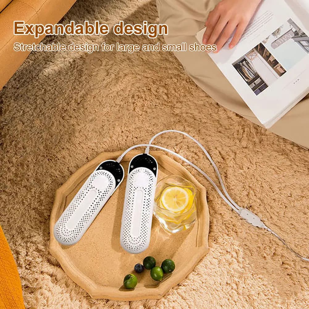 Asciugascarpe Portatile con Deodorante, Asciugatura Rapida, Timer, Telescopico, Luce Viola, Compatto per Stivali, Sneakers, Guanti