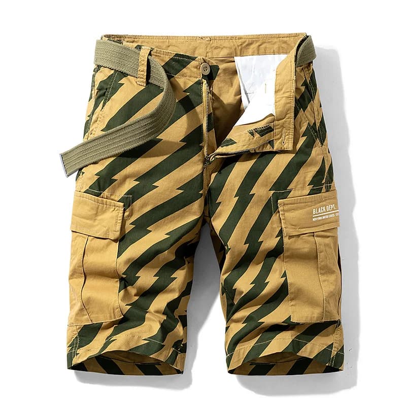 New Fashion Men Summer Casual Shorts Man Printed Cargo Shorts Pants Good Quality Cotton 100% Male Beach Shorts Size 38 No Belts