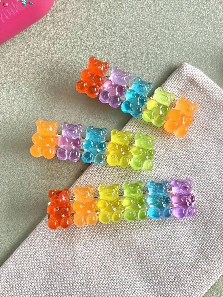 Six Jelly Bear Alligator Hair Clip For Women Colorful Cartoon Hairpin Accessories