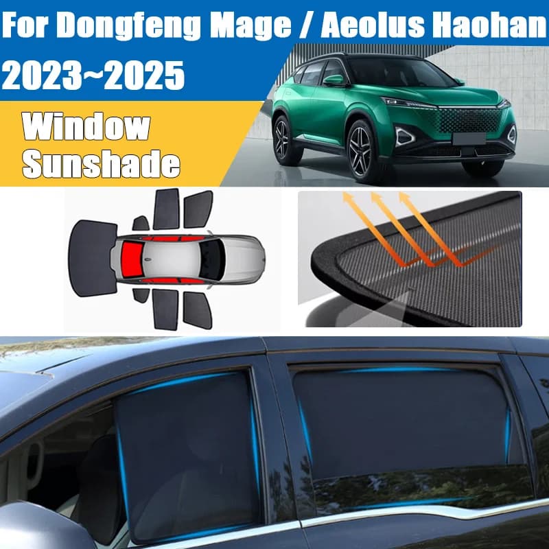 Car Sunshade For Dongfeng Mage Aeolus Haohan 2023-2025 Blackout Mesh Heat Insulation Windshield Frame Curtain Auto Accessories