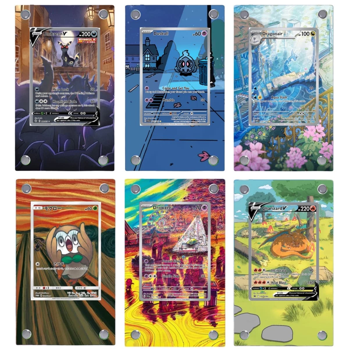 Umbreon Charizard Raikou Pokemon Acrilico Pittura estesa Stuck Brick Anime Classici Gioco Collezione di carte Espositore Regalo