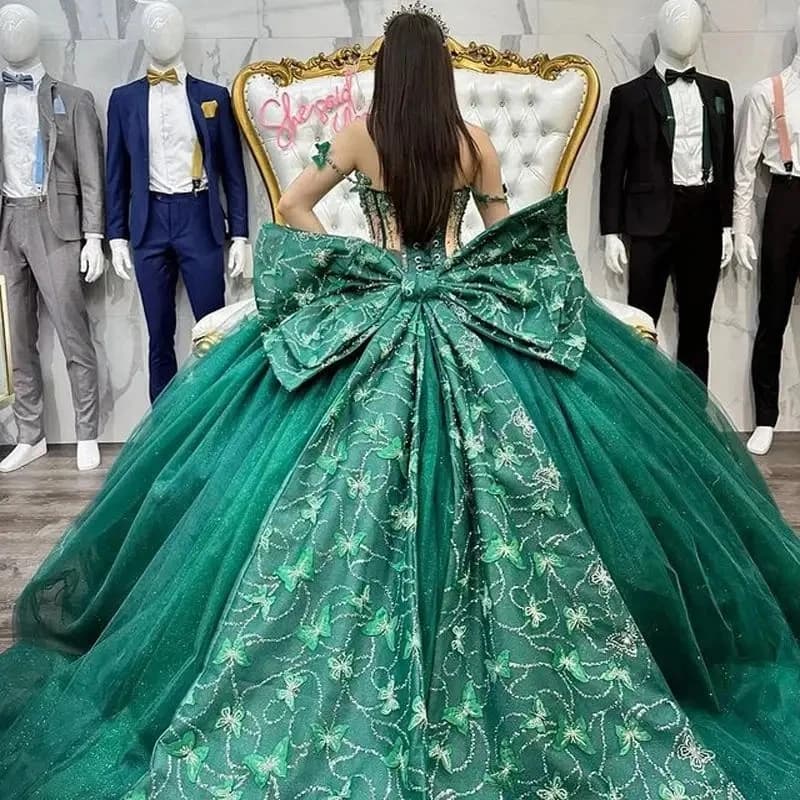 PersonalizzatoPrincipessa Abito Quinceanera Farfalla Appliques Perline Cristallo Compleanno Prom Dolce 16 Abito Abiti Da 15 Anni Corsetto