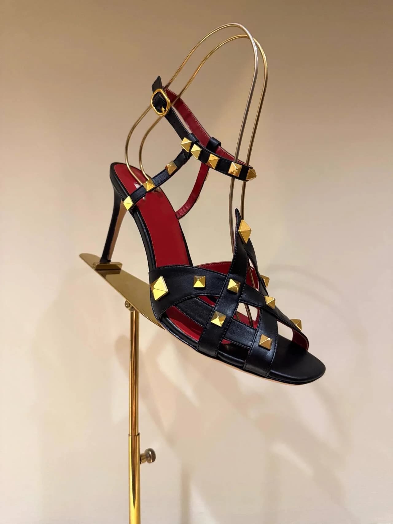 Sandali da donna con tacco alto e punta tonda, con rivetti e design a bocca di pesce, estivi 2026, alla moda, per feste, taglie forti