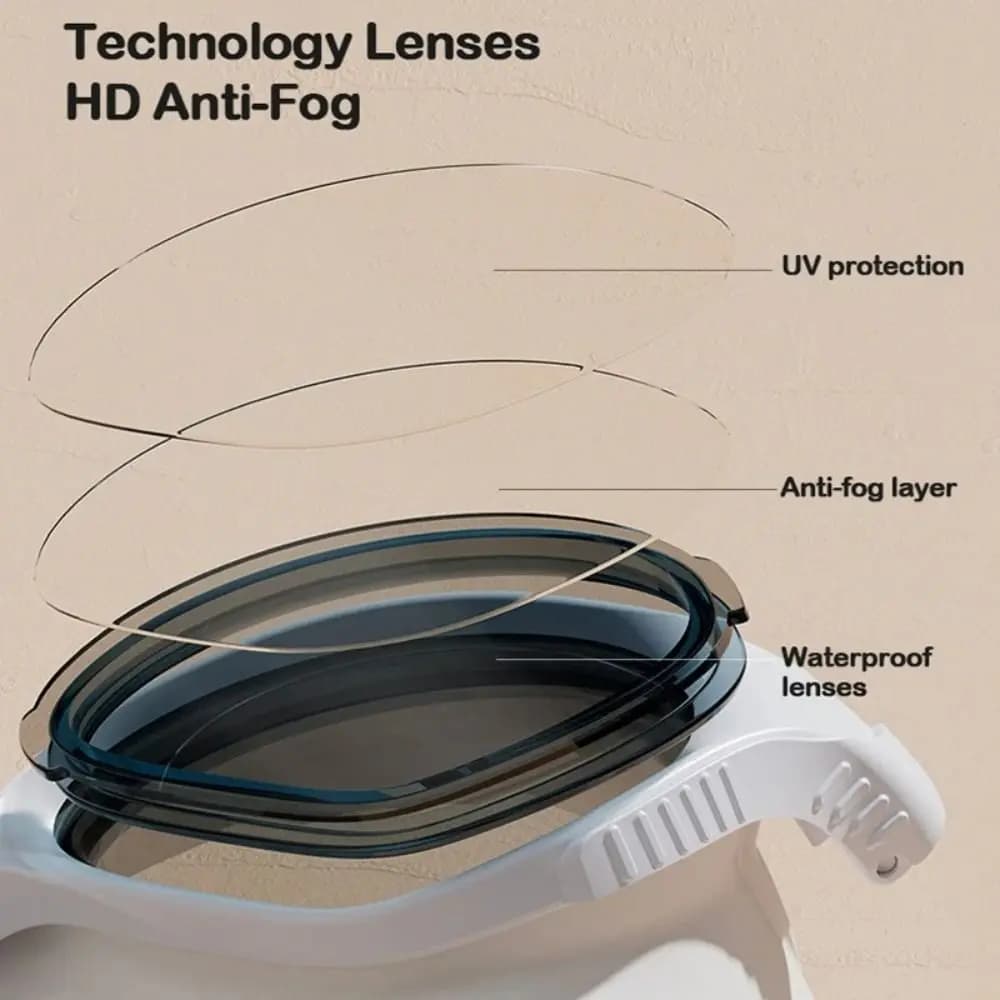 Swimwear with big frame in PVC HD with ear plugs Swim glasses with ear plugs Adjustable optic flap caps