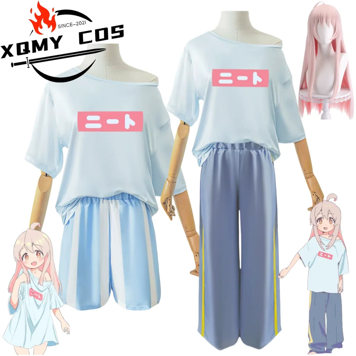XQAnime Onimai: I'm your sister now! Oyama Mahiro Costume Cosplay Wig T-shirt Pijama Home Uniform Woman Sexy Daily Dress Cute