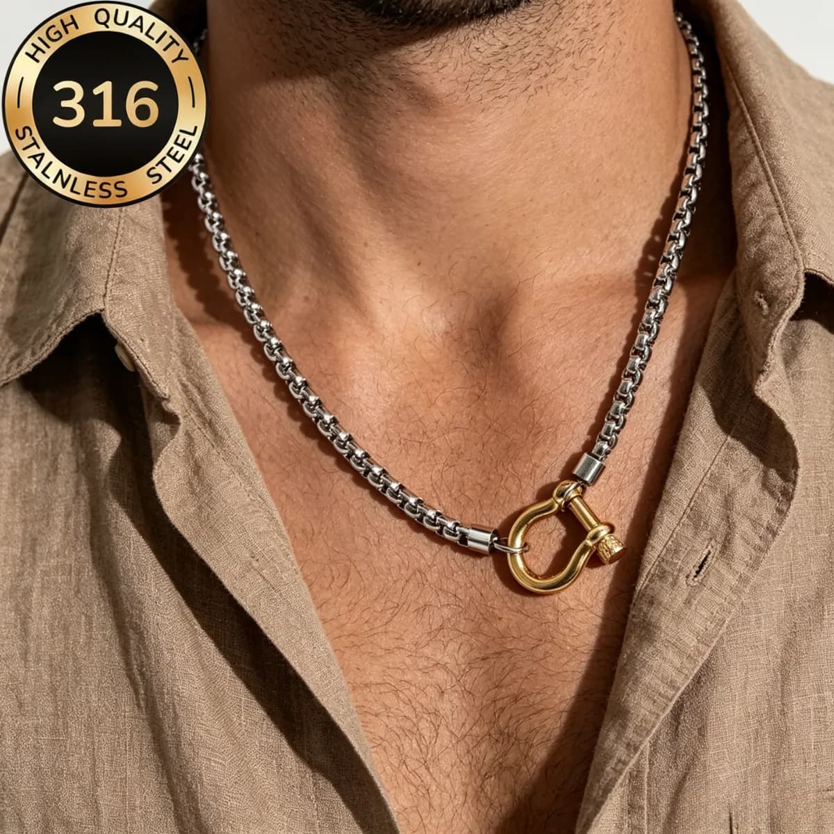 316L Stainless Steel Carabiner Necklaces for Male Female Minimalist Trend Horseshoe Creative Clavicle Chain Party Jewelry Gifts