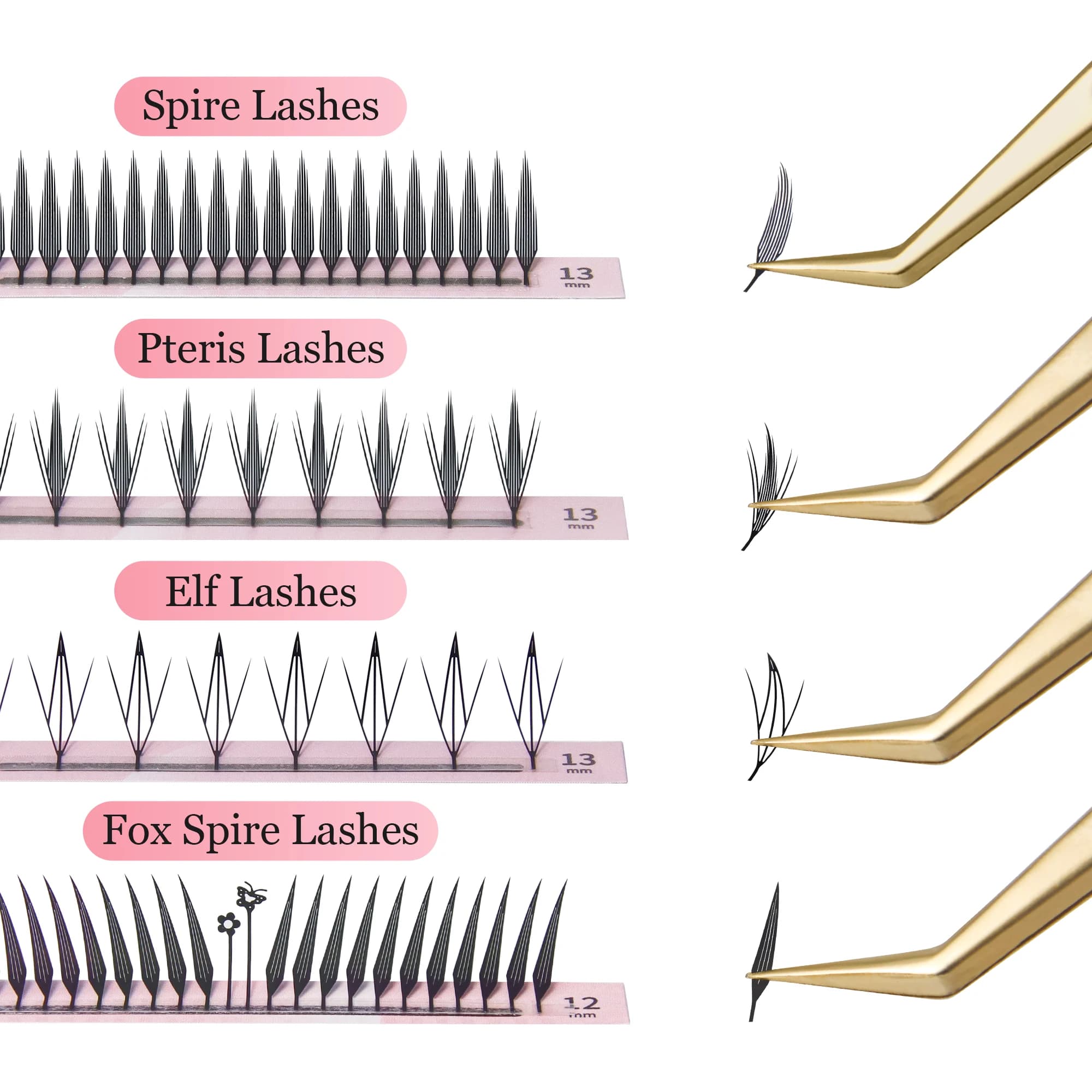 GLAMLASH Comic Spire Eyelashes Individual Extension Cashmere Natural Manga Eyelashes Super Soft Feather Shape Pteris Eyelash