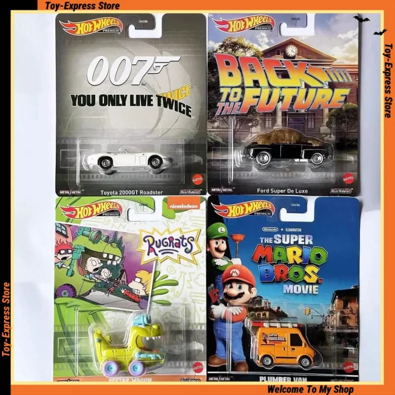 Hot Wheels Premium Pop Culture Modellini Auto 1/64 Ford 007 Toyota Mario Plumber Van Reptar Wagon Veicoli Diecast da Collezione Giocattoli