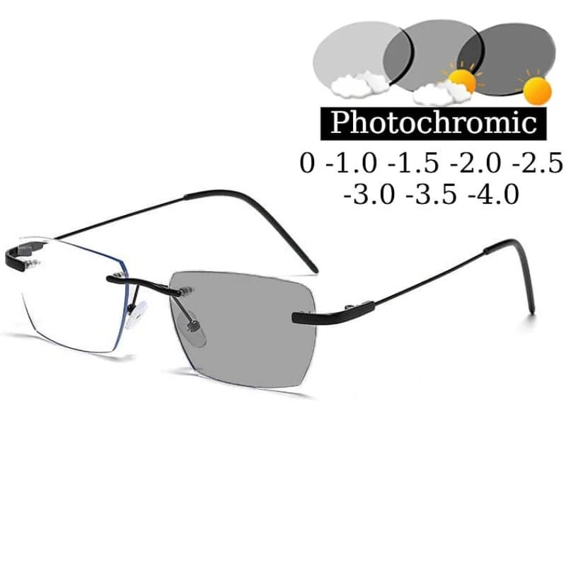 Ultralight Photochromatic Myopia Eyelets for Women Man Computer Glasses with Blue Light Block UV Sunglasses for Myope