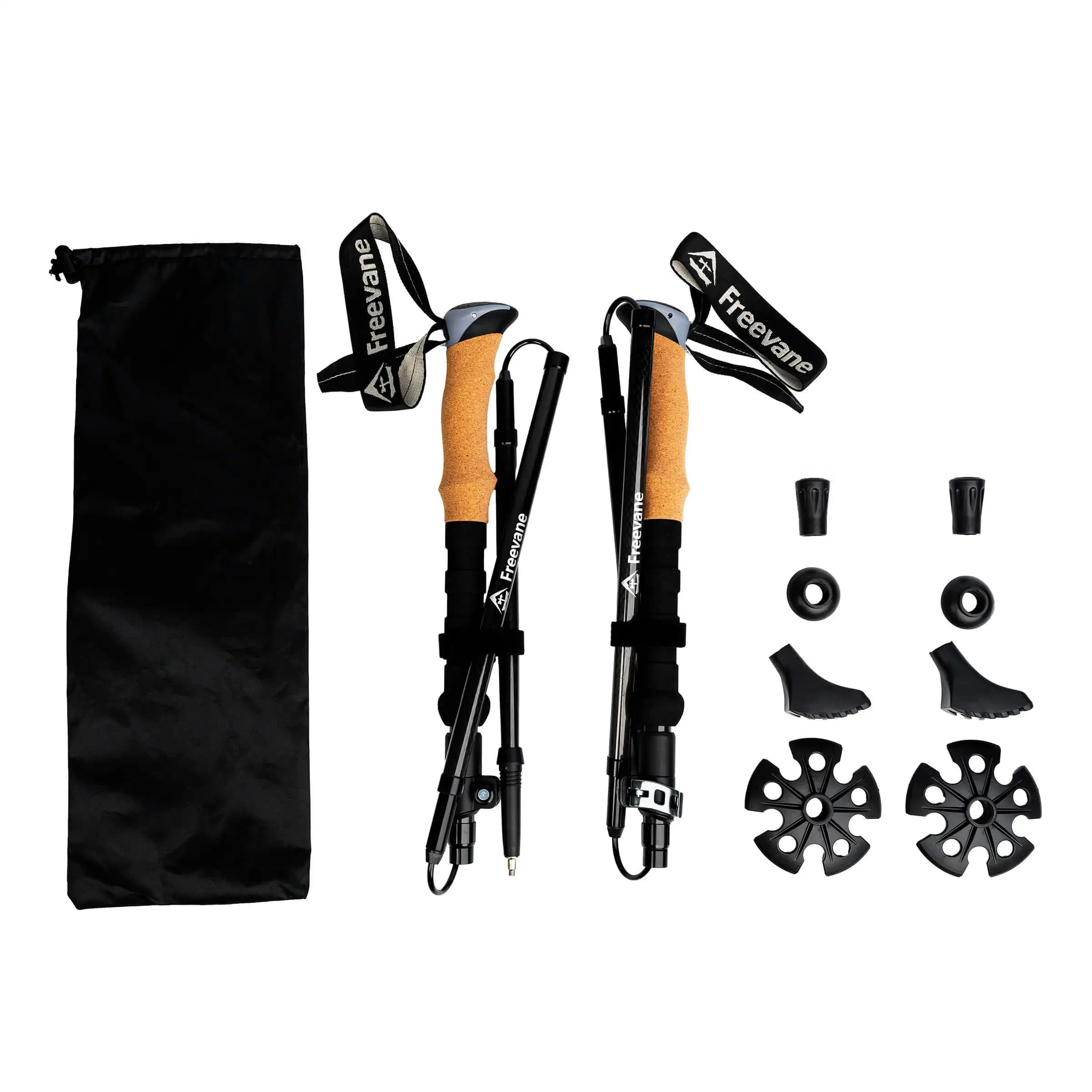 Carbon Fiber Hiking Poles Pair, Folding Z Trekking Poles 5-Section, Cork Grip, Quick Lock Adjustable, Ultralight, Tips Baskets B