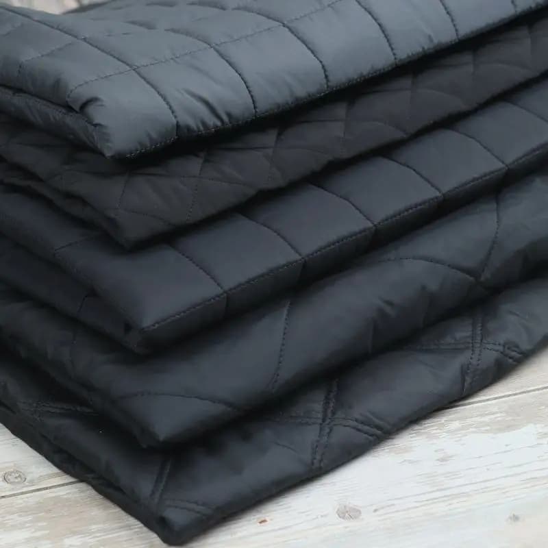 Black Cotton Quilted Diamond Pattern Autumn Winter Jacket Silk Cotton Fabric Handmade Clothing Hand Sewn Home Fabric