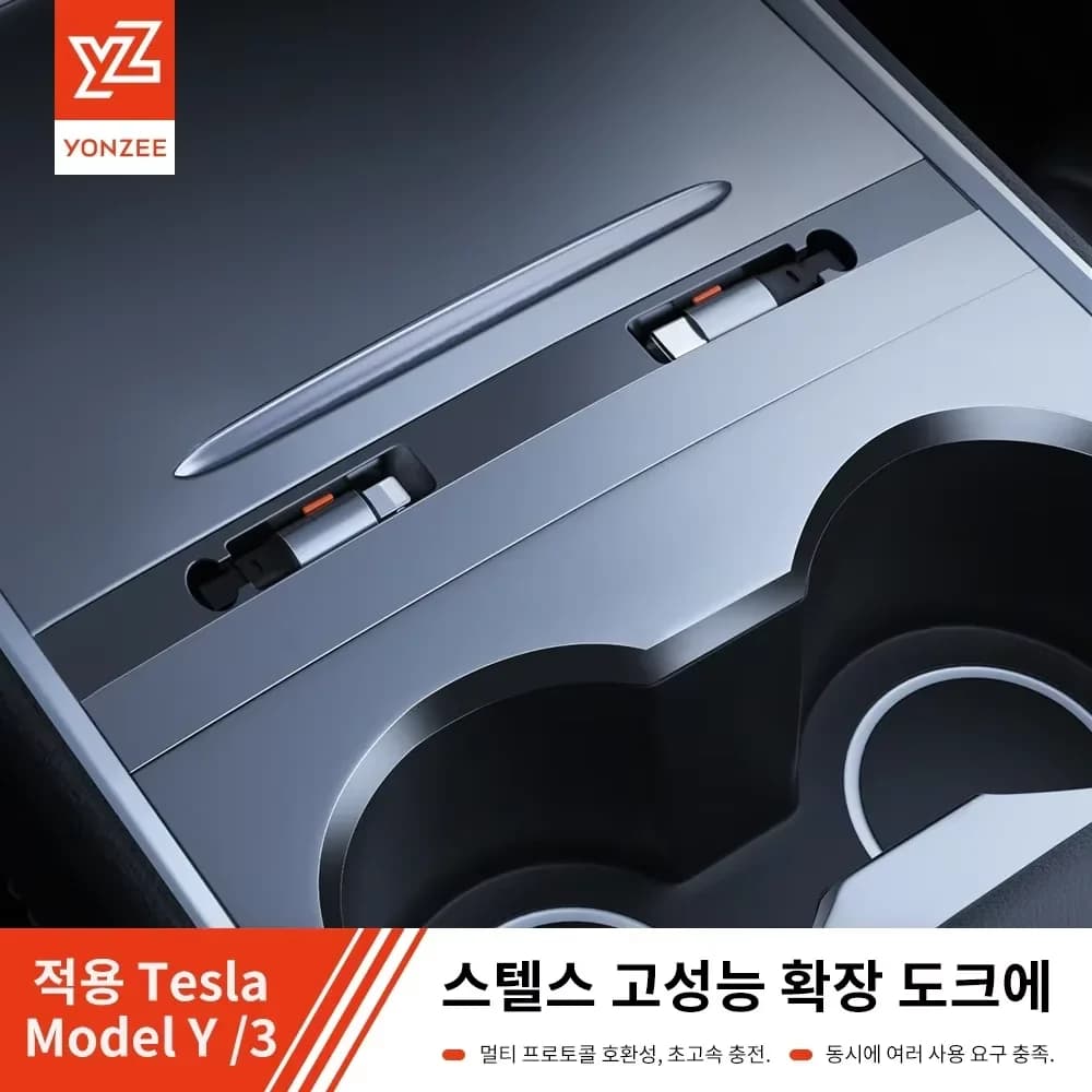 YZ Docking Station intelligente per Tesla 54W Caricatore rapido Hub shunt USB per splitter di controllo centrale modello Y 2021-2023