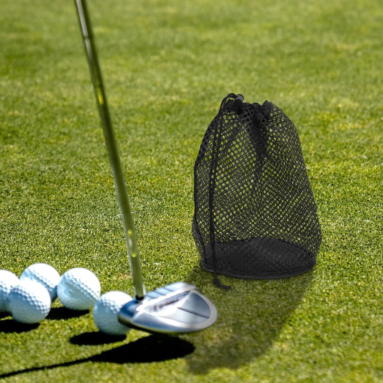 Golf Bag Accessory Portable Storage Drawstring Ball Pouch Carry Mesh Bags Balls