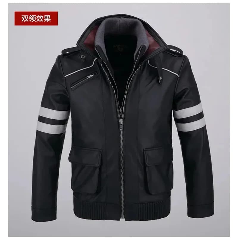 Prototype of game Alex Mercer PU Leather Jacket Winter coat Double collar! Halloween cosplay costumes for women/men 8;c'4,t;6.j'2;