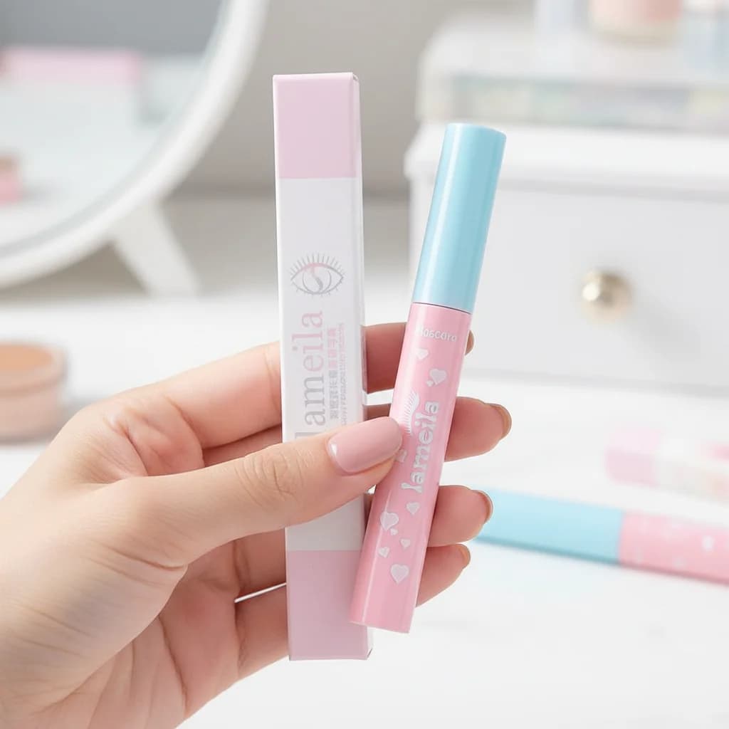 Mascara 3D in Tubetto Rosa e Blu, Fibre per Ciglia Voluminose e Lunghe, Effetto Curling Duraturo, Pennello per Extension Ciglia Nere, Trucco Professionale per Occhi