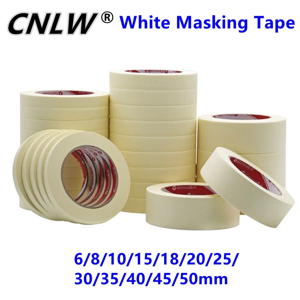 1PC 20M Nastro adesivo a bassa viscosità Bianco 6mm-50mm Nastro adesivo su un lato Carta crespa per pittura a olio Schizzo Disegno Forniture