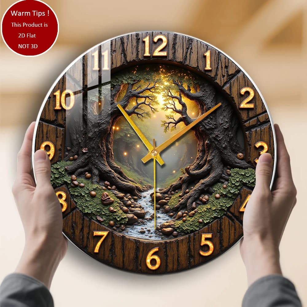 Tempered glass wall clock Flow clock for forest tree, suitable for wall decorations or table displays everywhere