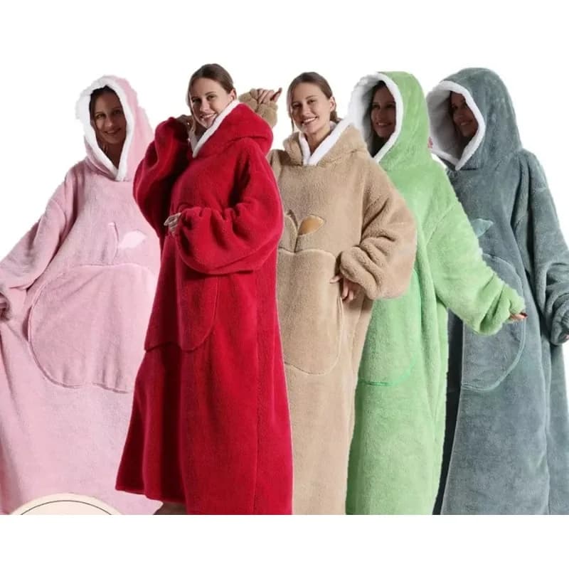 Extra Long Winter Hoodie Cover Hot Pullover for Adults Oversized fleece hoodie with Robe sleeves