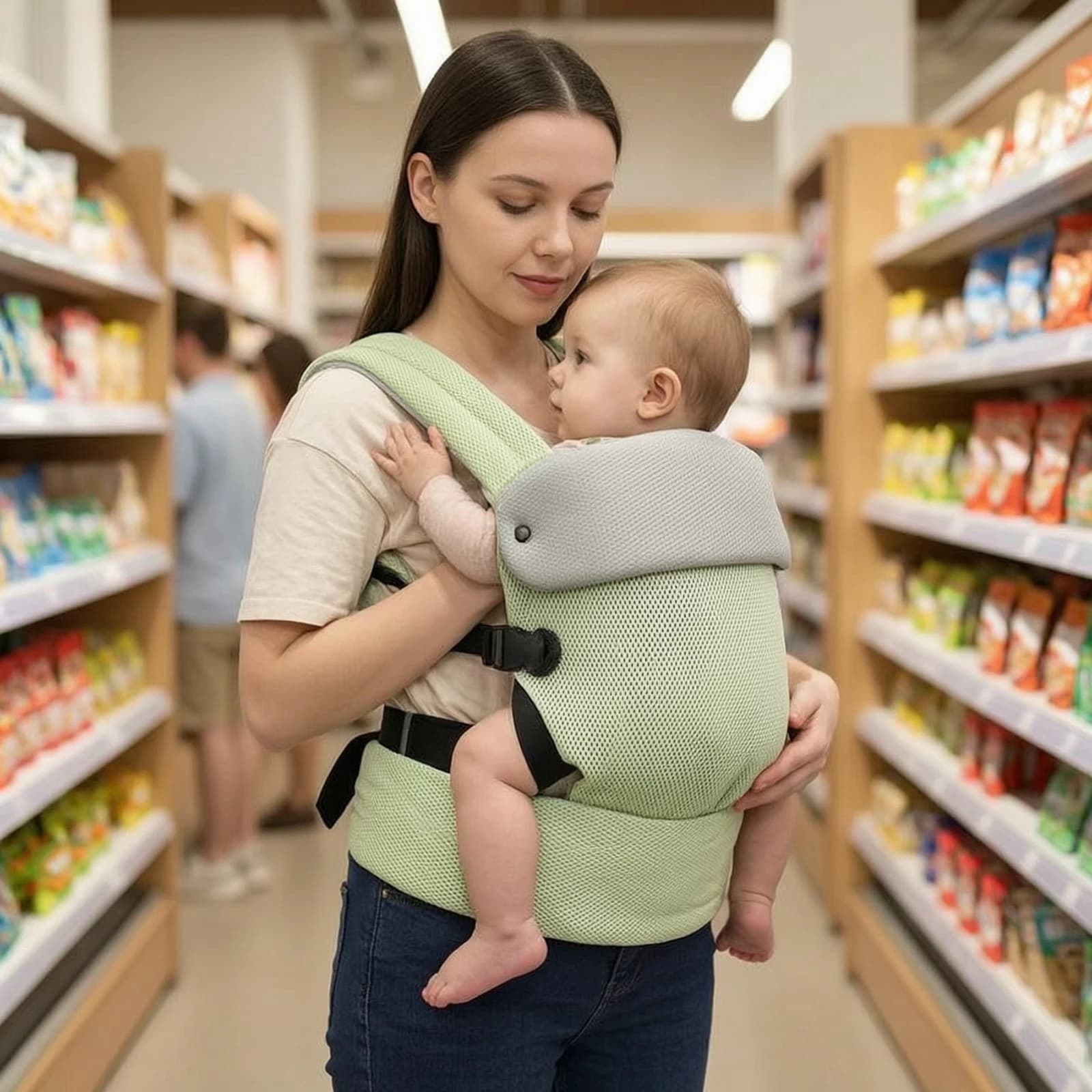 Baby Carrier with Mesh Padded Baby Carrier with Waist Belt Supportive Weight Distribution for Parents, Travel, Walks
