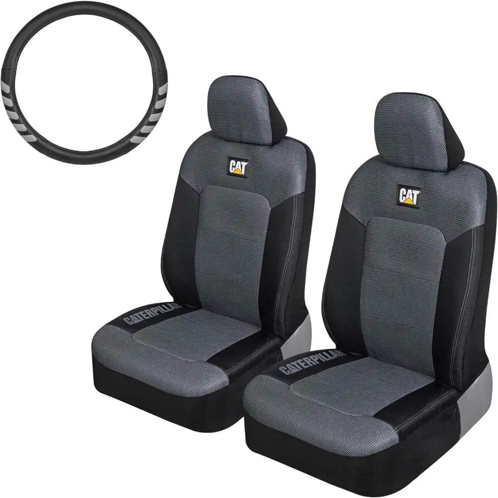 Coprisedili MeshFlex per Camion Set Anteriore con Coprivolante Grigio per Auto, Camion e SUV