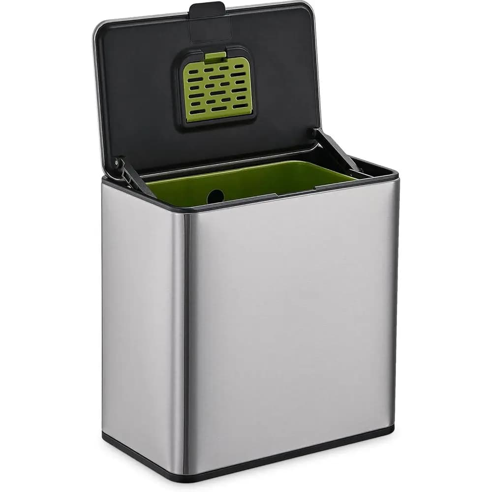 Contenitore per Compost da Cucina in Acciaio Inox da 5L con Secchio Rimovibile e Deodorante, Raccoglitore di Rifiuti 2-in-1 da Bancone