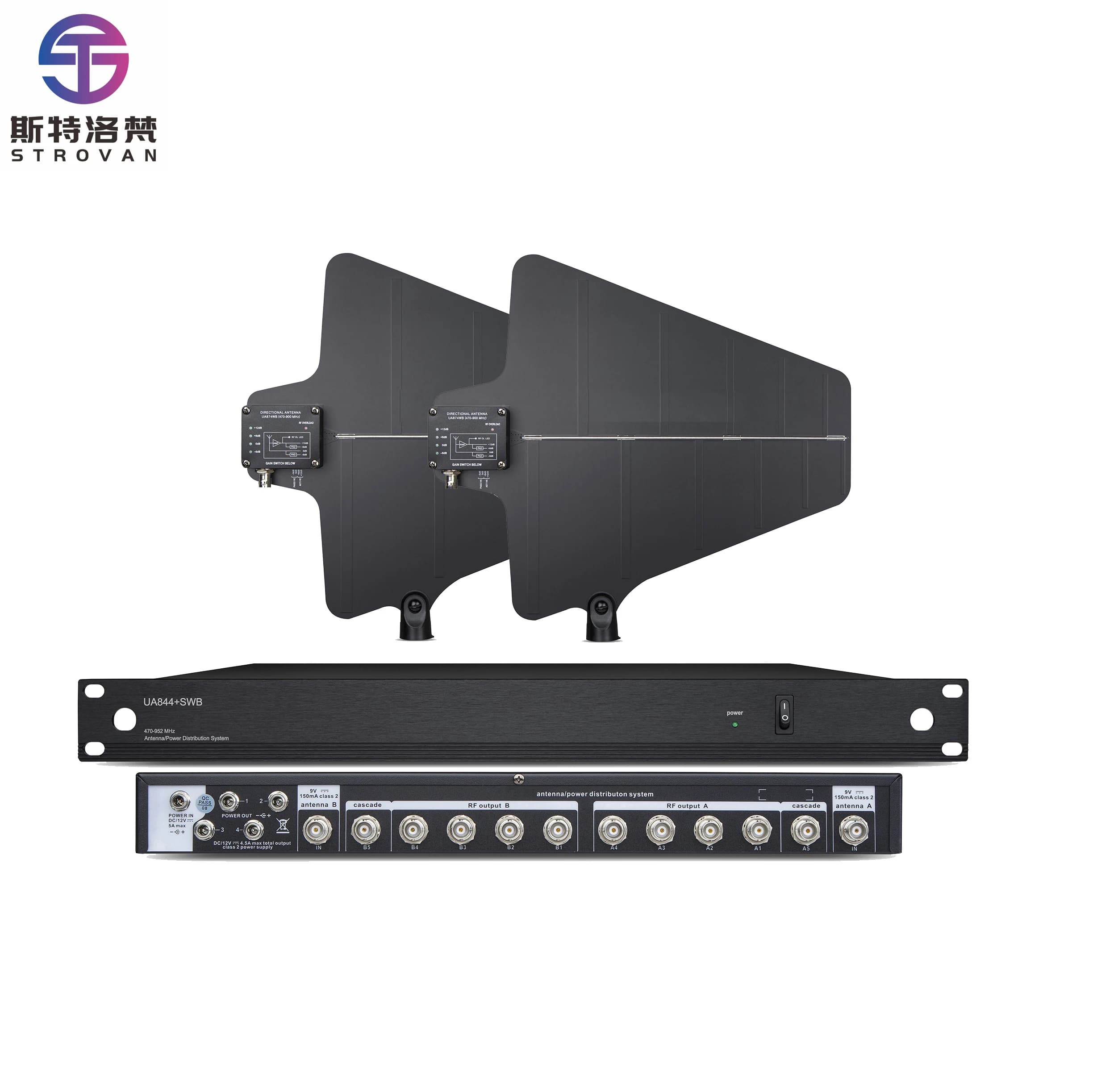UA844 Amplificatore microfonico USB professionale con connettore XLR Sistema di distribuzione dell'antenna a 10 canali per comunicazione wireless