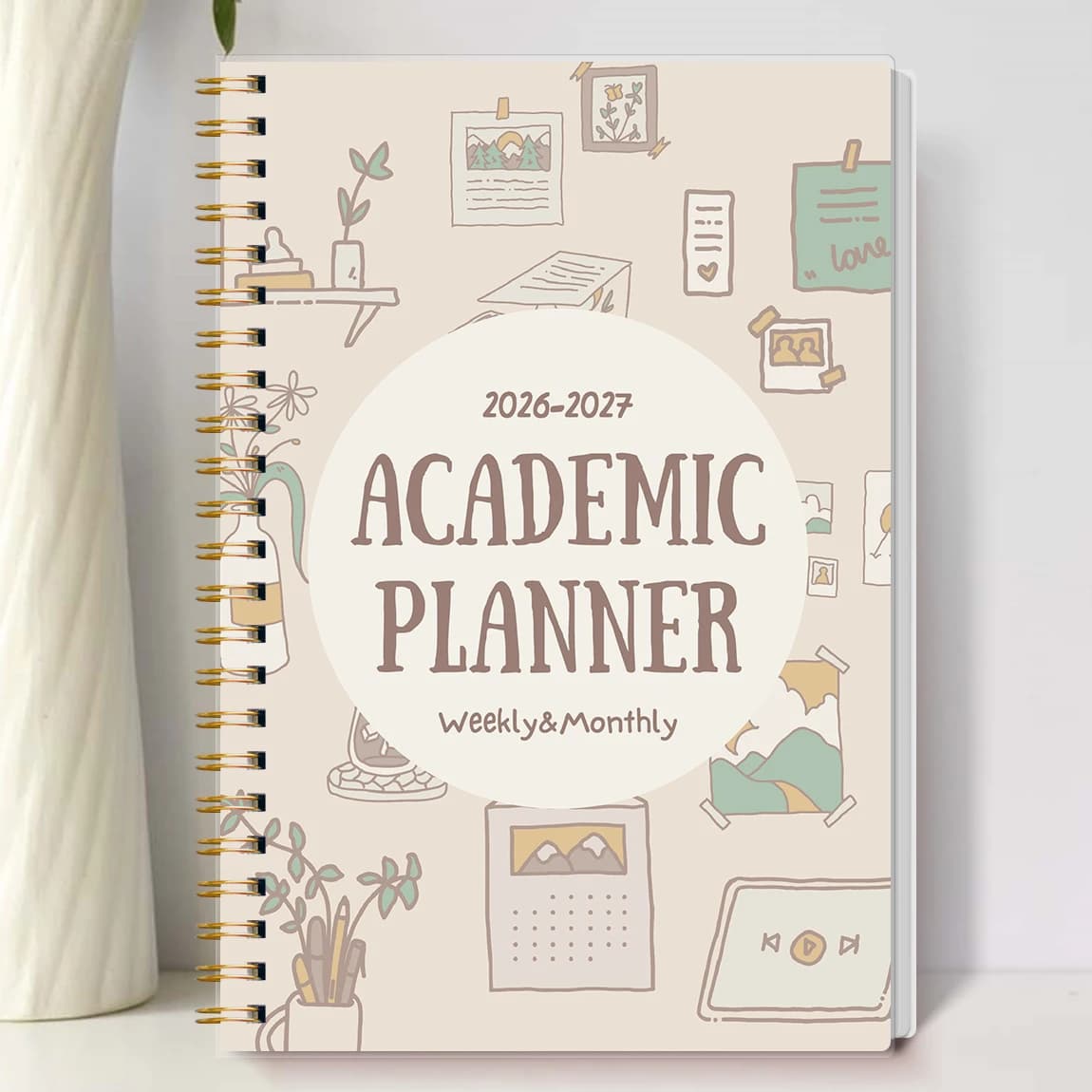 A5 2026-2027 Agenda accademica Organizzatore mensile settimanale, gennaio 2026 al dicembre 2027, Calendario per taccuino a spirale per studenti e insegnanti di scuola