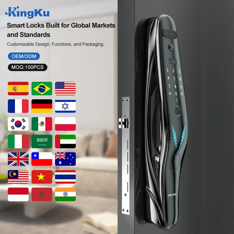 Serratura Intelligente Tuya WIFI con Riconoscimento Facciale 3D, Citofono Visivo, Impronta Digitale, Telecamera, Password, Scheda, Impermeabile IP65, Digitale per Casa