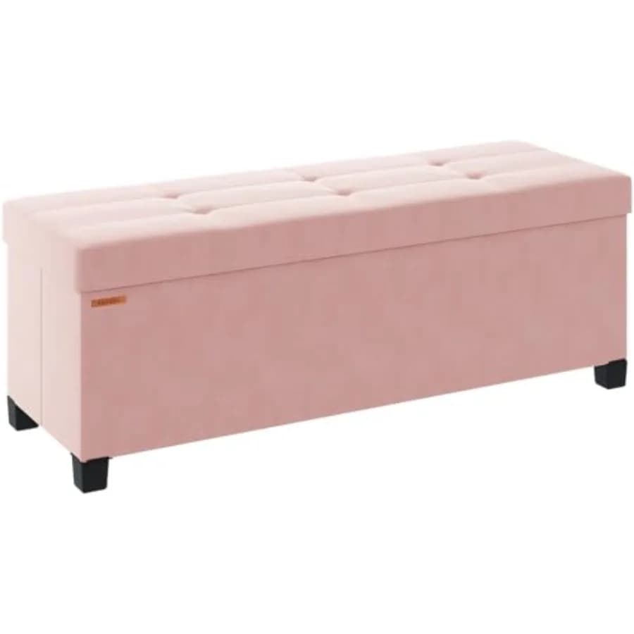 Panca contenitore pieghevole in velluto con poggiapiedi e seduta, cubo portaoggetti con spazio per i piedi per soggiorno, camera da letto e ufficio 15 x 43