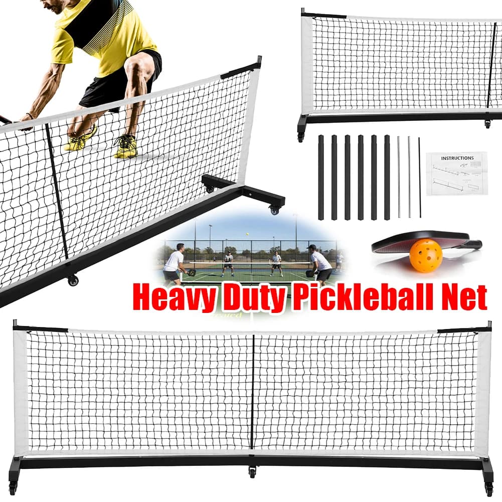 Rete da Pickleball Professionale Robusta con Ruote, Leggera, per Gioco di Pickleball, Tennis, Vialetti e Giardini