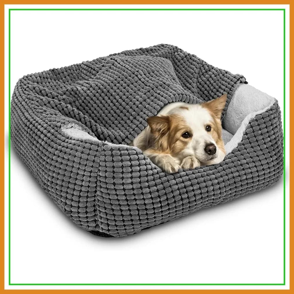 Cuccia Ortopedica per Cani, Cuccia a Grotta con Coperta, Cuccia Antistress per Gatti, Lavabile in Lavatrice, 35 Pollici Grigio