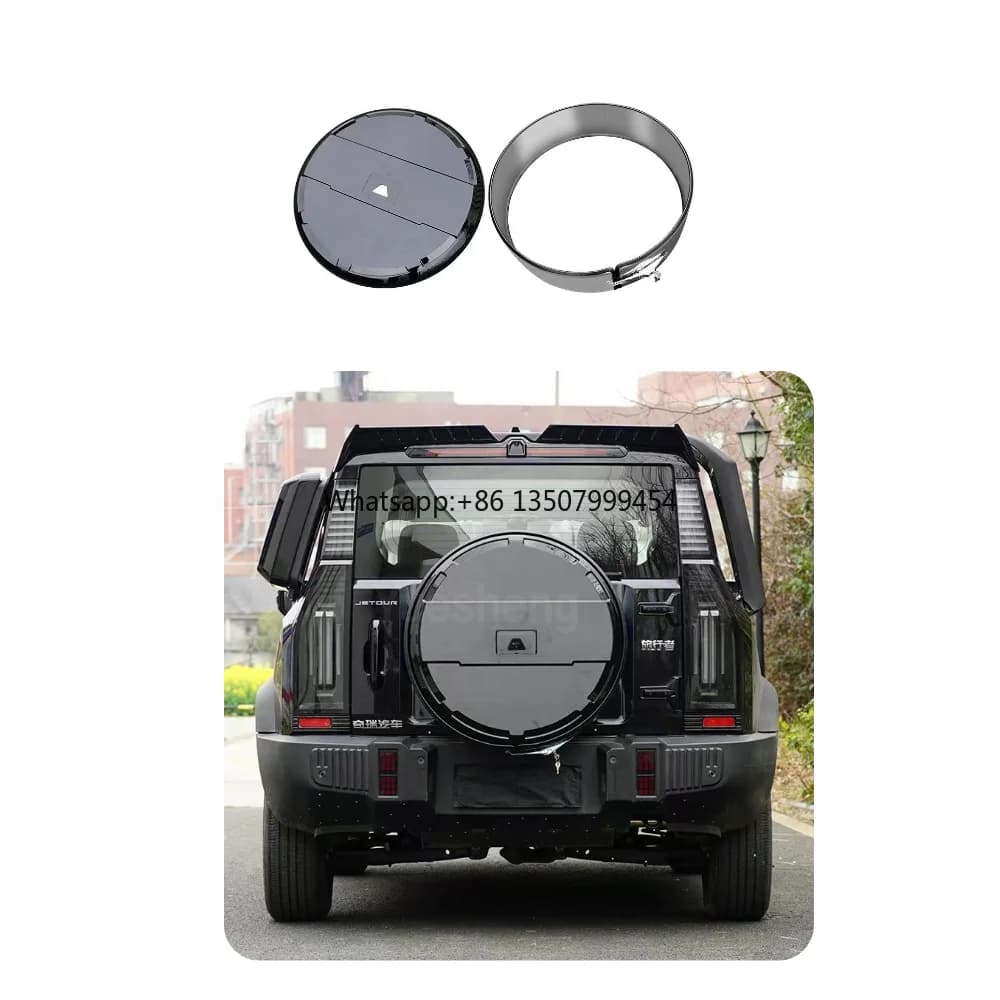 Spare Tire Cover Fits 19-inch Tires for Jetour Traveler T2 Accessories with Stainless Steel Outer Ring Car Spare Tire Cover