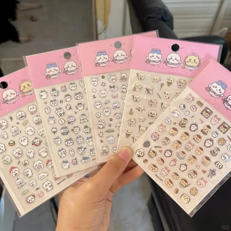 Set di Adesivi per Unghie Mini Cartoon Chiikawa, Decorazioni Kawaii Hachiware Usagi, Adesivi Autoadesivi per Diario, Impermeabili, Fai-da-Te