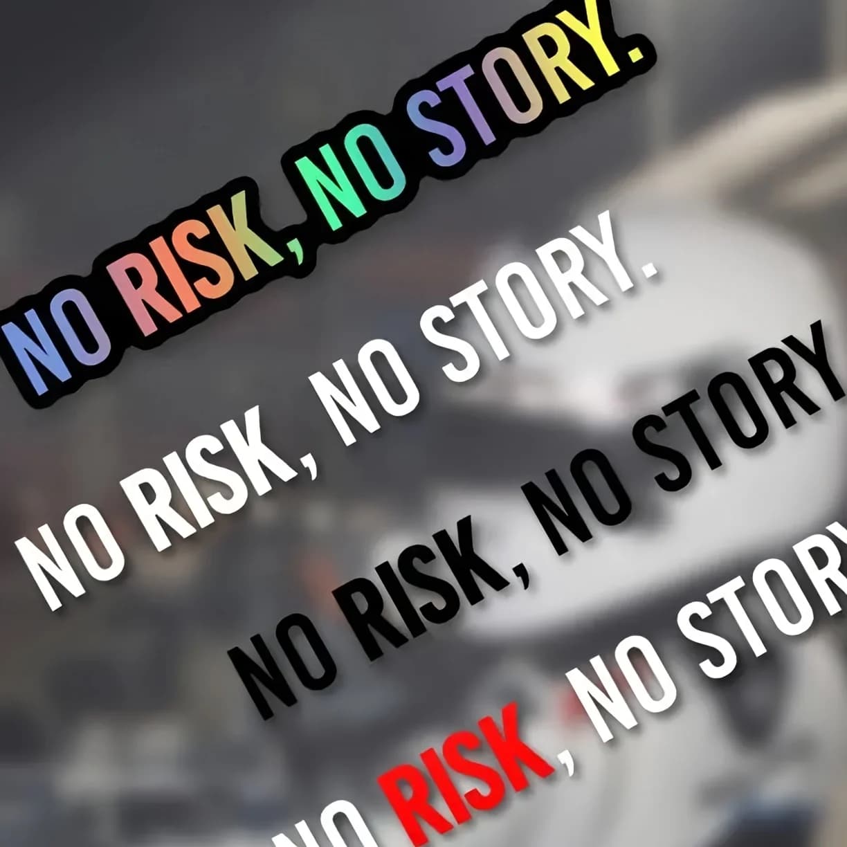 Adesivo Motivazionale per Moto 'No Risk No Story', Impermeabile e Autoadesivo per Casco, Serbatoio, Scooter, Bicicletta