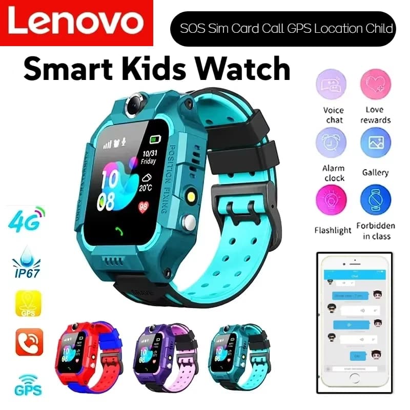 Lenovo Smart Kids Watch with SOS, SIM Calls, GPS Location, Camera, Waterproof, Kids Gift, New for iOS and Android