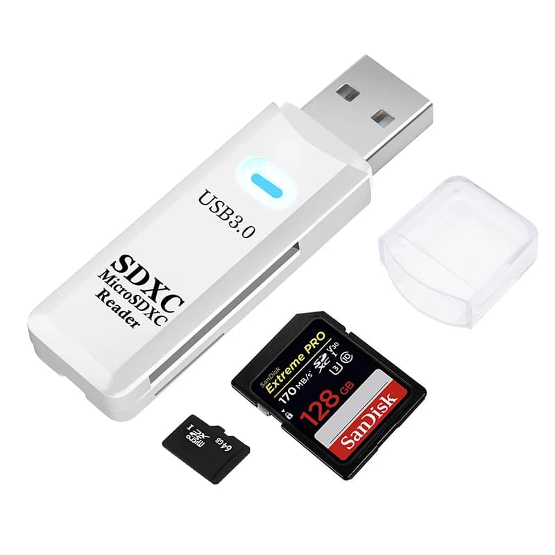 Lettore di schede USB 3.0 Lettore di schede di memoria per schede SD TF Adattatore per lettore di schede smart ad alta velocità 2 IN 1 per PC portatile