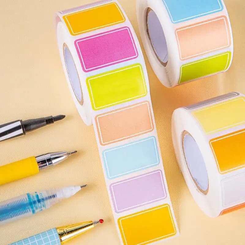Etichette adesive colorate 500 pezzi Etichette per scatole mobili Etichette mobili rettangolari rimovibili Adesivi Etichette adesive in colori solidi
