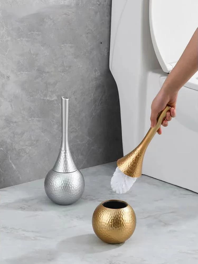 Luxury Gold Toilet Brush Set Replaceable Nylon Soft Bristle Brush Long Handle for WC Bathroom Accessories Cleaning Tools