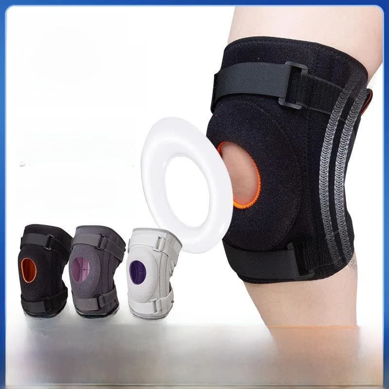 Open-end knee pad with spring support for rotary curtains, for jumping with rope, basketball, squat, race and sport HX009