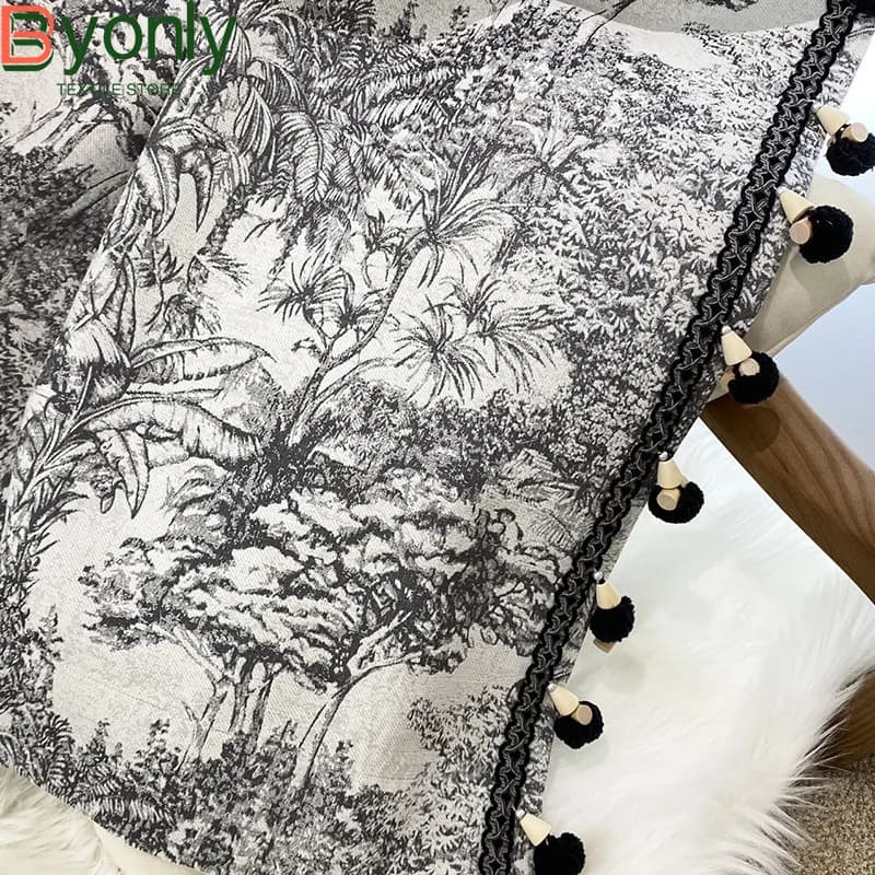 Tende oscuranti ispessite jacquard piante beige per soggiorno camera da letto finestra francese balcone tenda personalizzata rifinita