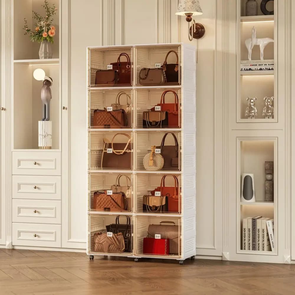 System with 3 Drawers, Corner Closet Organizer Systems with 7 Shelves amp 5 Hanging Rods LShaped Walk in Closet Freestanding Co